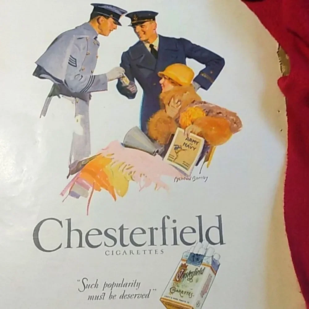 Army Verses Navy Chesterfield 1930's Add - Picture 1 of 2